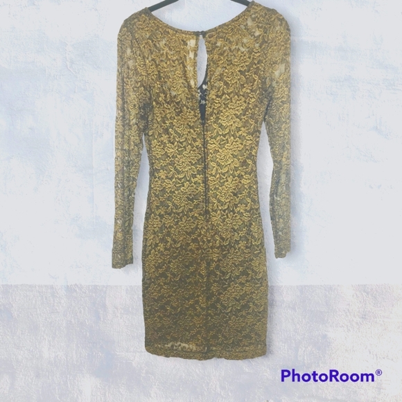 Bisou Bisou Gold & Black lace dress - Picture 3 of 8